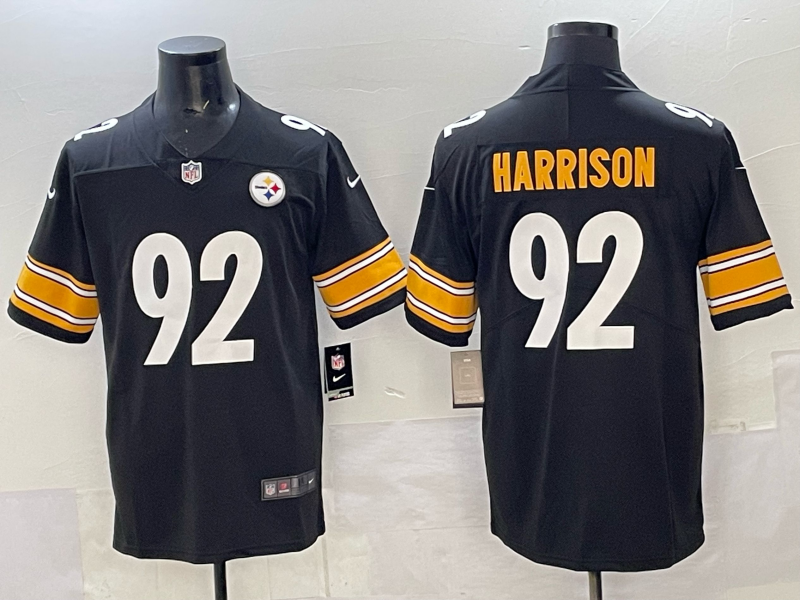 Men Pittsburgh Steelers #92 Harrison black Nike NFL Jersey 004